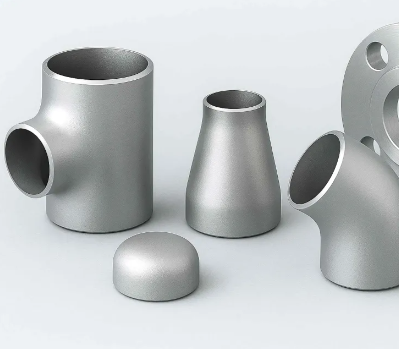 Industrial pipe fittings including elbows, tees, reducers and flanges